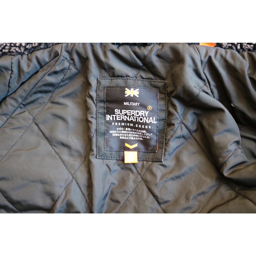 SUPERDRY INTERNATIONAL Mens Small Military Jacket Dark Gray Green Coat Gorpcore - Picture 10 of 16